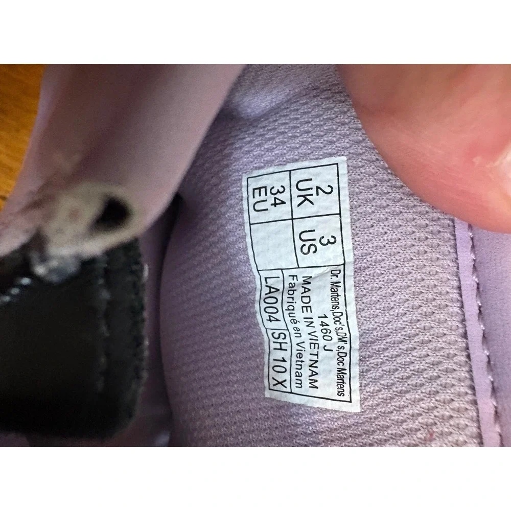 Dr. Martens 1460 J  Purple Lace Up Side Zip Combat Boots Kids US 3 UK 2 EU 34